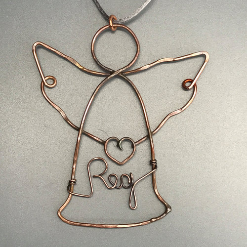 copper personalized memorial guardian angel ornament