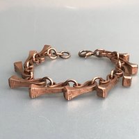 Horseshoe Nail Link Bracelet, Copper Coated