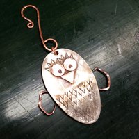 spoon owl chick ornament