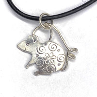 rat, mouse, rodent necklace, sterling silver