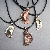 Pierogi Necklace, sterling silver or copper