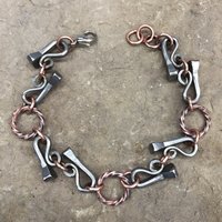 horseshoe nail copper circle links bracelet