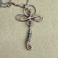 Sterling & Copper Dragonfly Pendant, close up view.