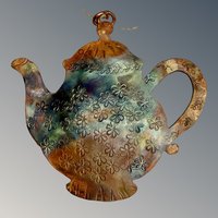 Copper Tea Kettle ornament on greyscale background