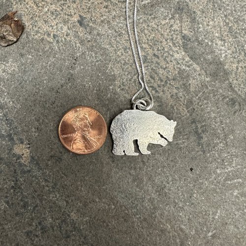 Bear Silhouette Pendant Sterling Silver Bear Necklace