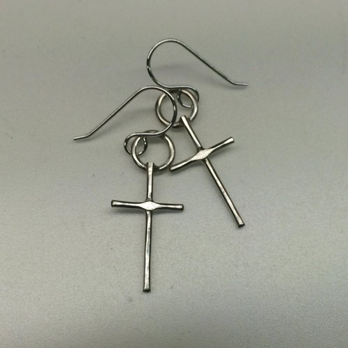 sterling silver cross dangle earrings