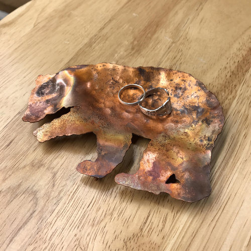 copper bear trinket dish