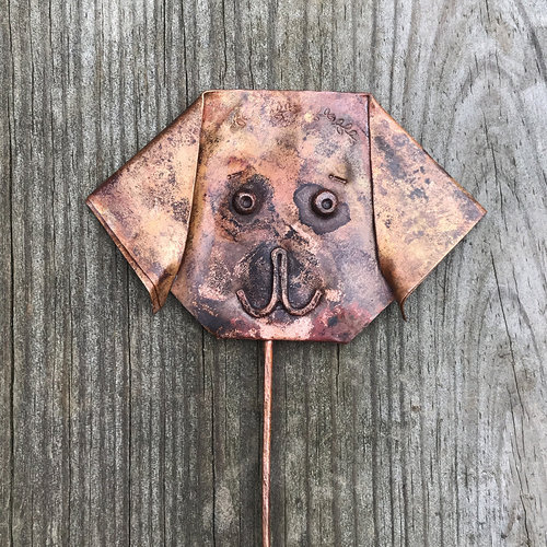 Origami puppy dog face, plant decoration