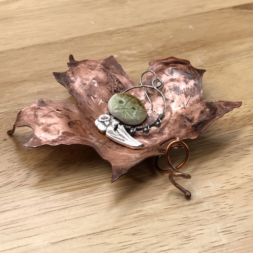 copper maple leaf trinket dish