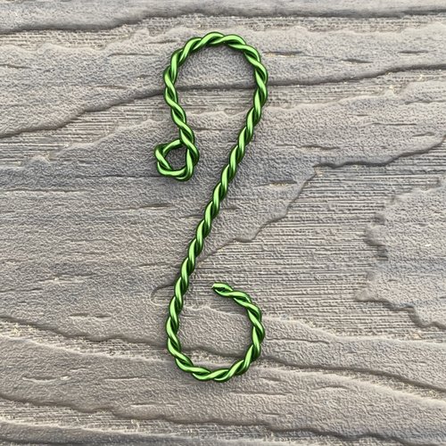 Twisted 2" ornament hooks, green.