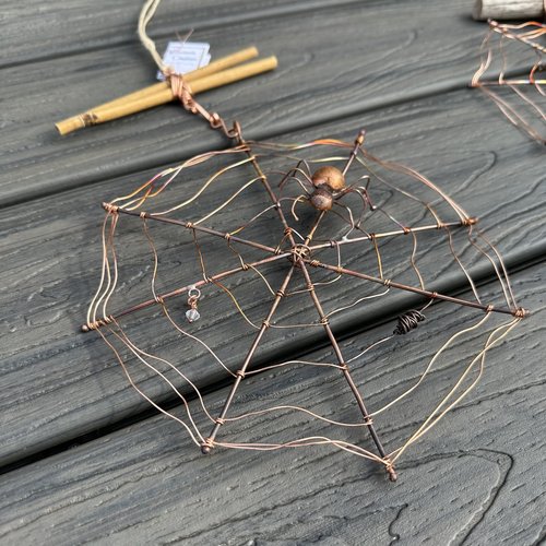 Copper Spider Web Hanging Decoration