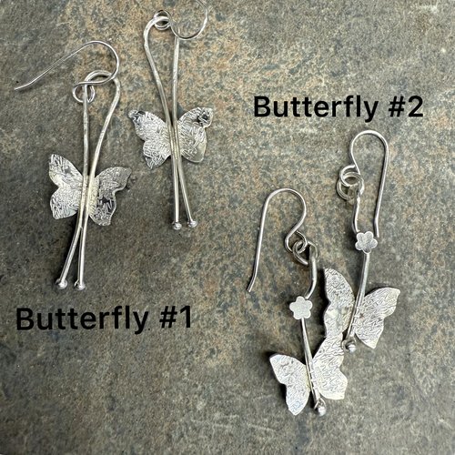 Sterling textured butterfly dangle earring choices.