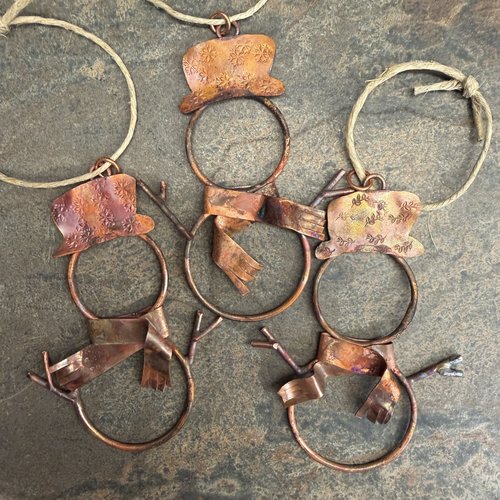 Copper Snowman Ornament