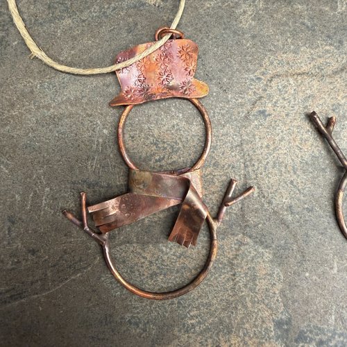 Copper Snowman Ornament