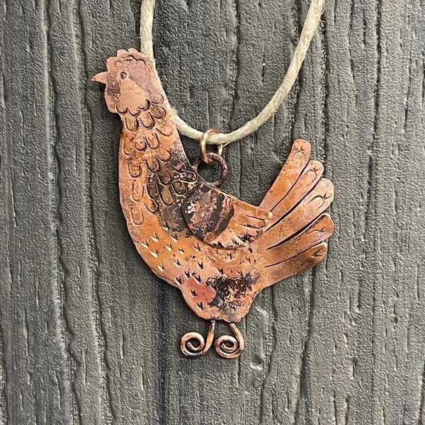 Copper chicken or rooster copper ornament, 1