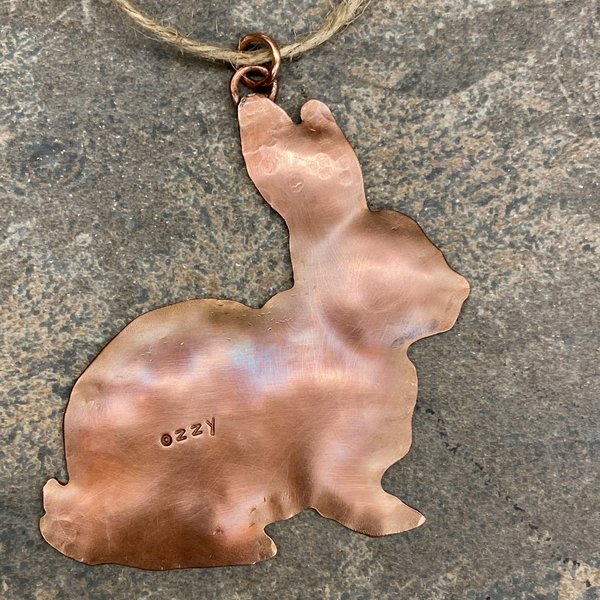 copper bunny rabbit ornament