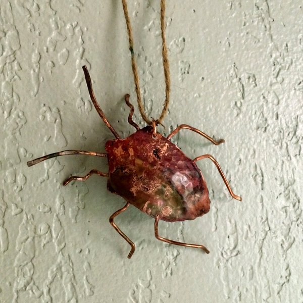 copper stink bug ornament